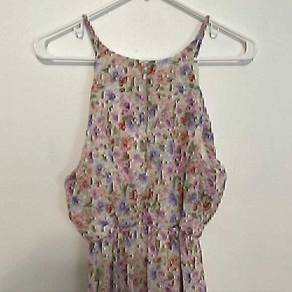 NEW NWT LUSH Cream Ivory Pink Multi Floral Pleated Sleeveless Midi Dress Medium - Picture 11 of 12